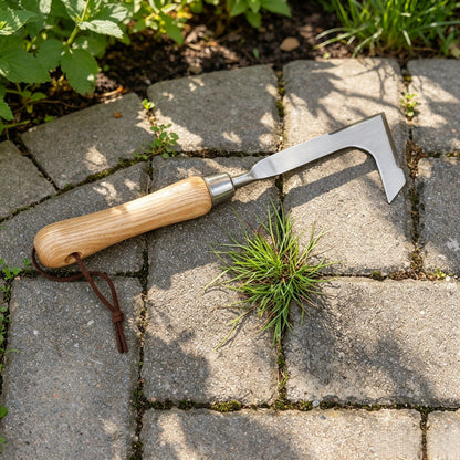2026 New Crack Weeder Tool Crevice Cleaning Tool 12" Stainless Steel Manual grass Puller Tool Beech Wood Handle for Sidewalk Driveways Patio Paver Narrow and Wall Gaps