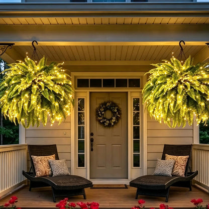 💛Glowing Boston Ferns with Lights -  🍃 Zero Watering, Zero Maintenance