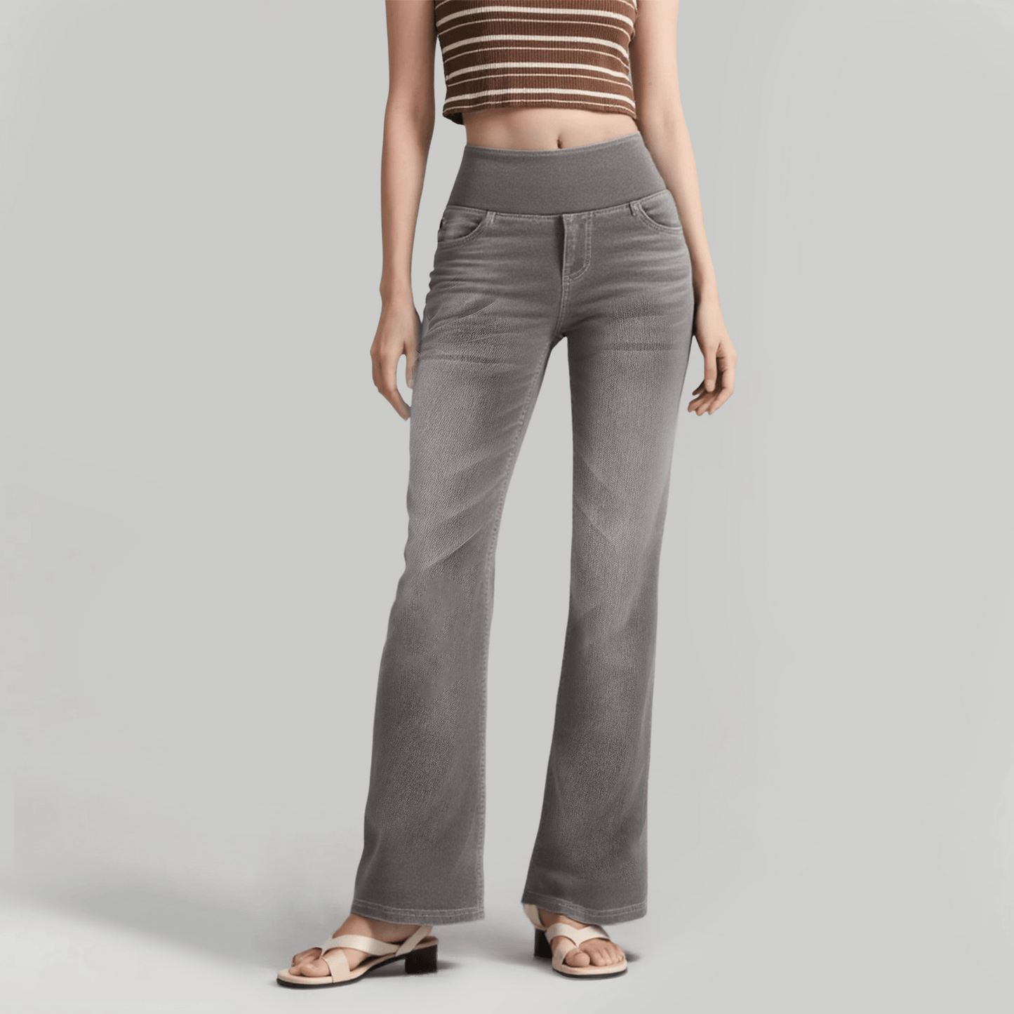 🏆High Waist Taschen Washed Casual Bootcut Jeans