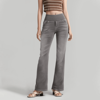 🏆High Waist Taschen Washed Casual Bootcut Jeans