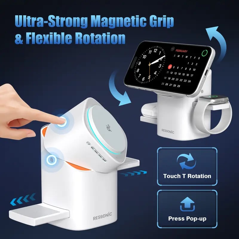 ⚡ Qi2 Certified 3-in-1 Wireless Charger – 15W Fast Magnetic Stand for iPhone 17/16 & Galaxy Watch – 30W Adapter Included 📱