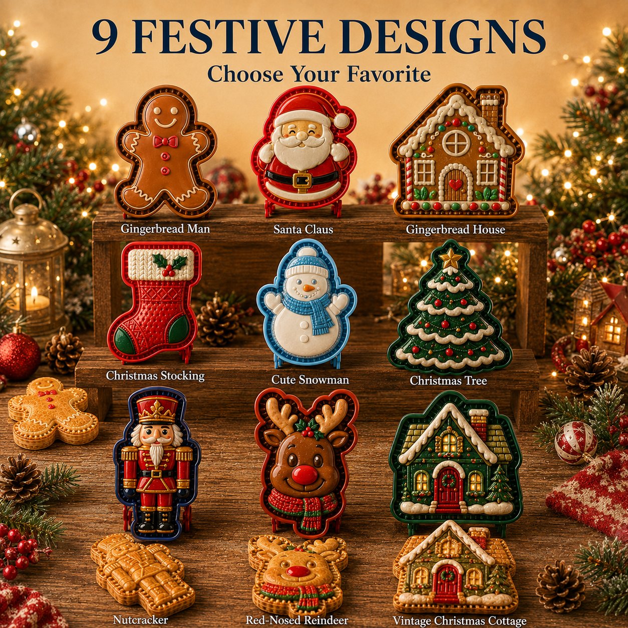 🏅Best Seller 🎄 9-Design Christmas Mini Pie Mold Collection 🥧✨