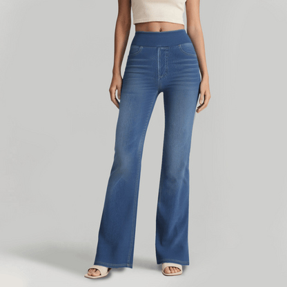 🏆High Waist Taschen Washed Casual Bootcut Jeans