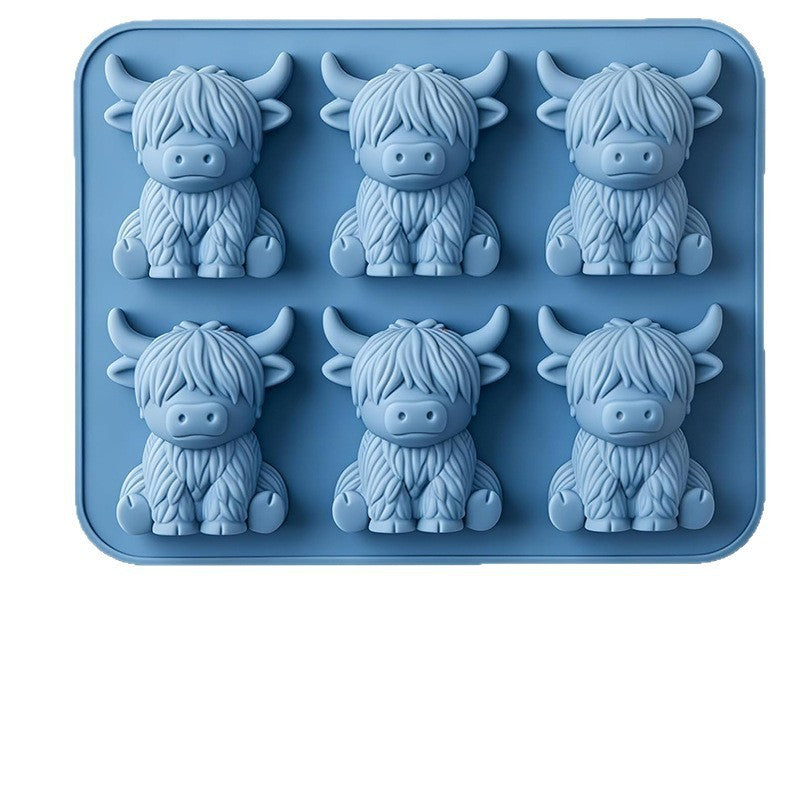 ⏰Last day Promotion🐮 Mini Highland Cow Ice Cube & Dessert Mold 🧊🍪 Cute 3D Ice for Drinks, Parties & Gifts💕