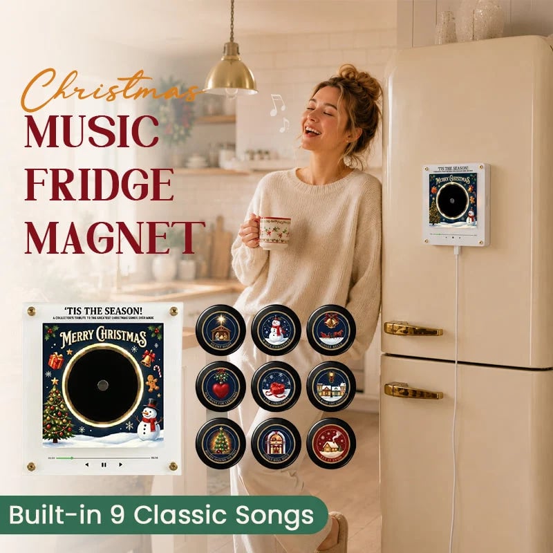 🎅 Interactive Christmas Music Fridge Magnet: Plays 9 Classic Songs for Festive Kitchen Decor! 🎵✨