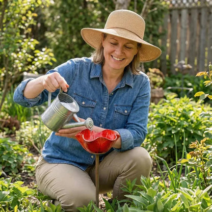 🛩️Letzter Tag der Aktion/🐦 Handgefertigter Blumen-Gartenstecker aus Metall – Vogelbad & Außendekoration für Naturliebhaber 🌸