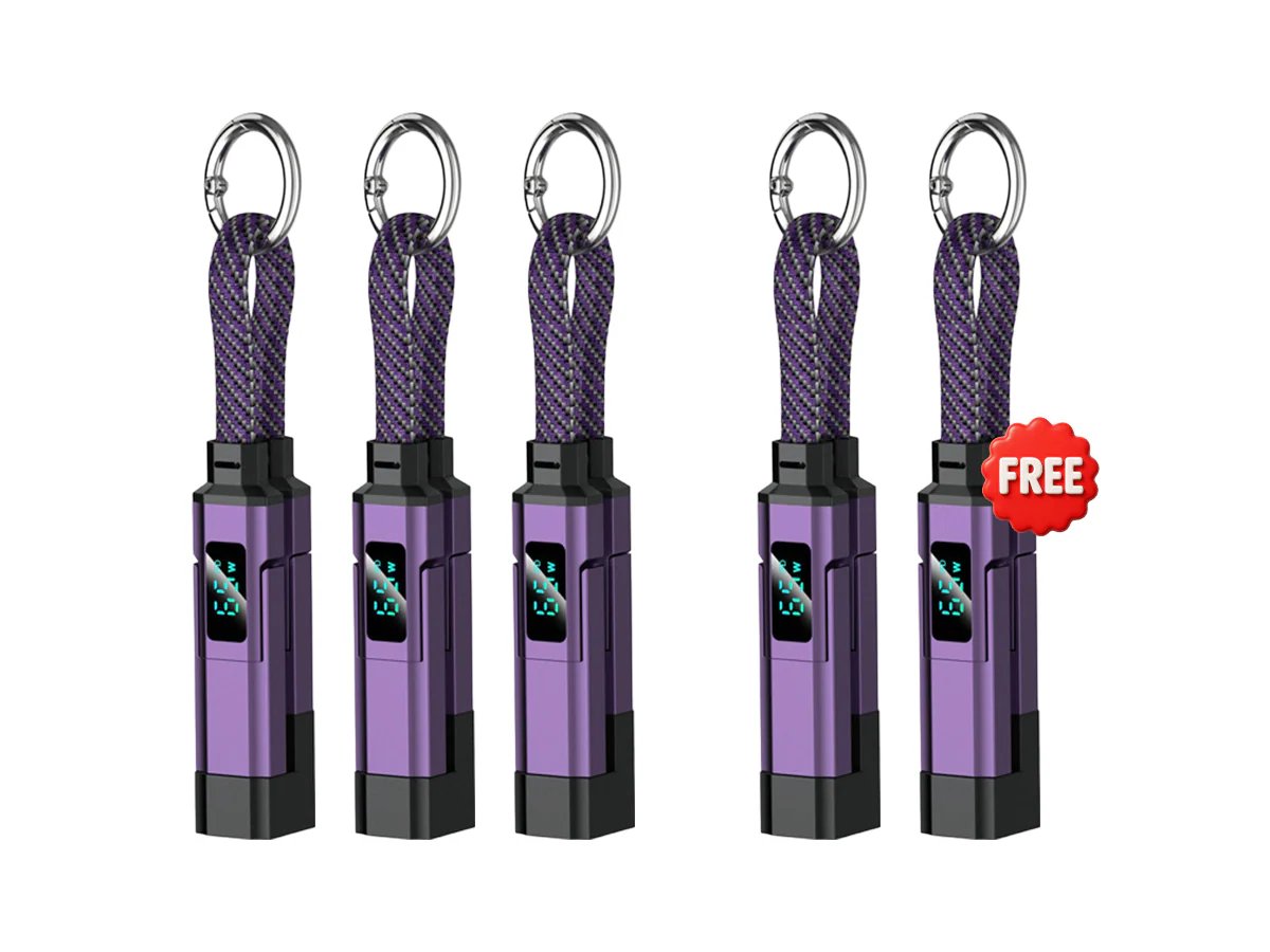 🔥Limited Time SALE 50% OFF🔥4-in-1 Digital Display Keychain Charging Cable