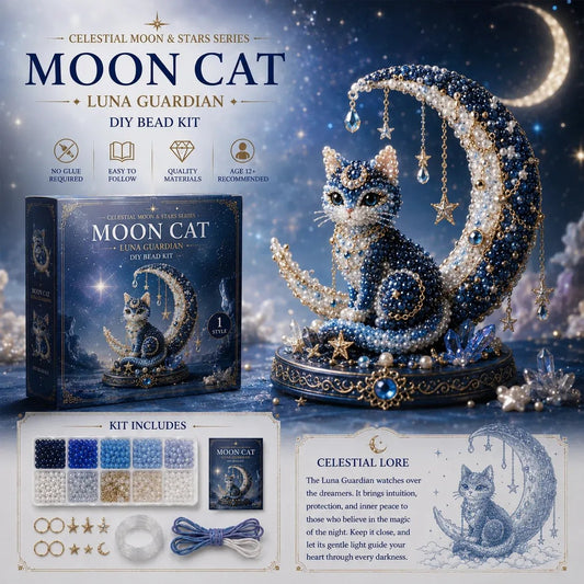 🔥Letzter Tag: KAUFE 3 ERHALTE 1 GRATIS🌙 Mondkatze Luna Wächter DIY Perlen-Set | Serie Himmlischer Mond & Sterne