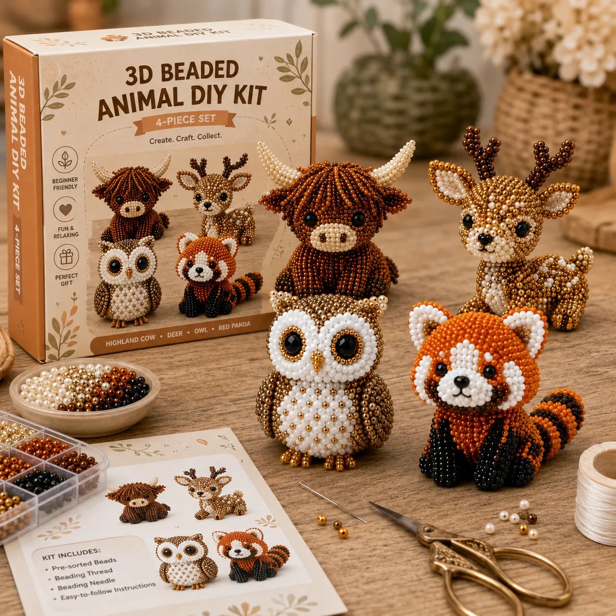 🔥Last Day 49% OFF 🧵✨ Tiny 3D Beaded Animal DIY Kit