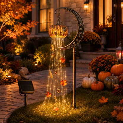 🎃 Harvest Moon Pumpkin Glow Solar Cascade Yard Light