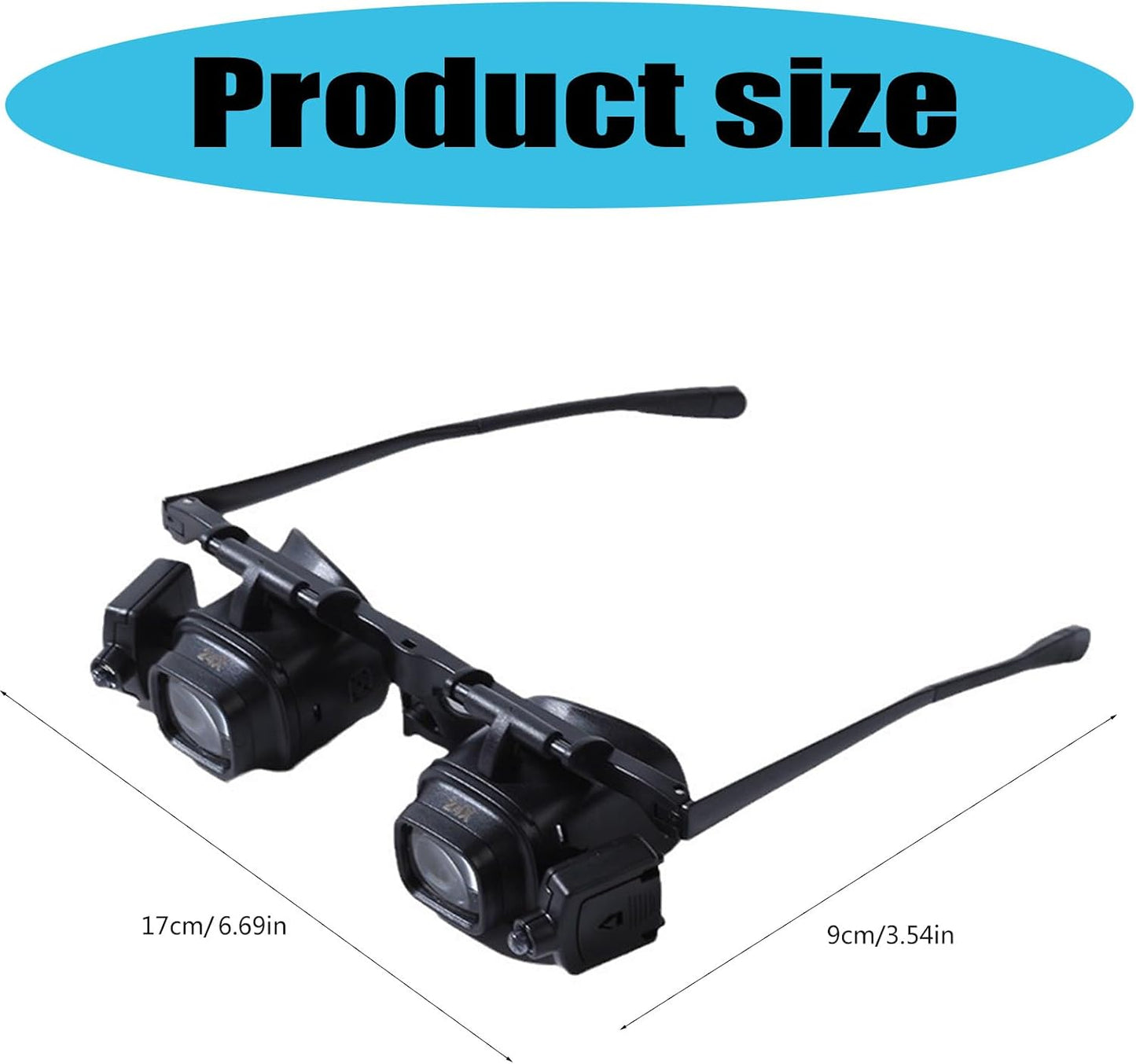 Head Mount Glass 2 4 6 12 24X Eye Loupes with LED Light