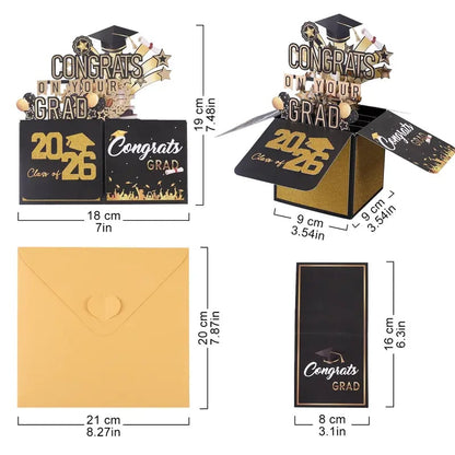 🎓Graduation Pop Up Card 2026 - 3D Happy Graduation Card with Envelope💌