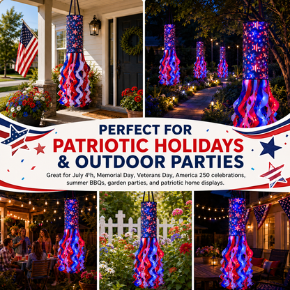 🗽USA 250th Anniversary Light-up Hanging Windsock Patriotic Decor🦅