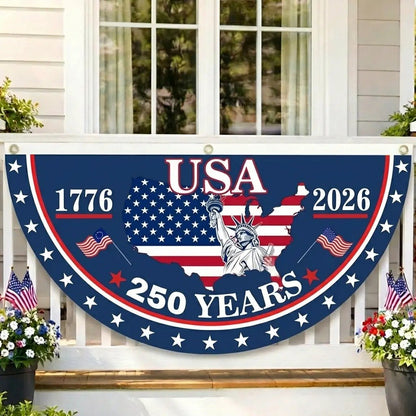 ⏰Last day Promotion🏆🗽USA 250th Anniversary Flag Half Round Banner🦅