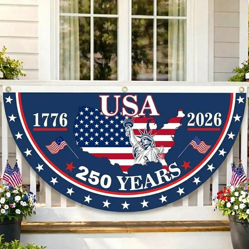 ⏰Last day Promotion🏆🗽USA 250th Anniversary Flag Half Round Banner🦅