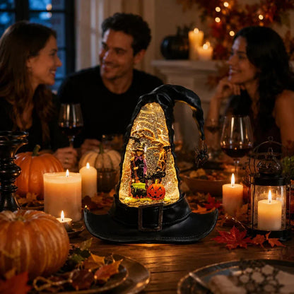 🎃🧙‍♀️Witches Hat Lighted Water Lantern With Swirling Glitter - USB Included