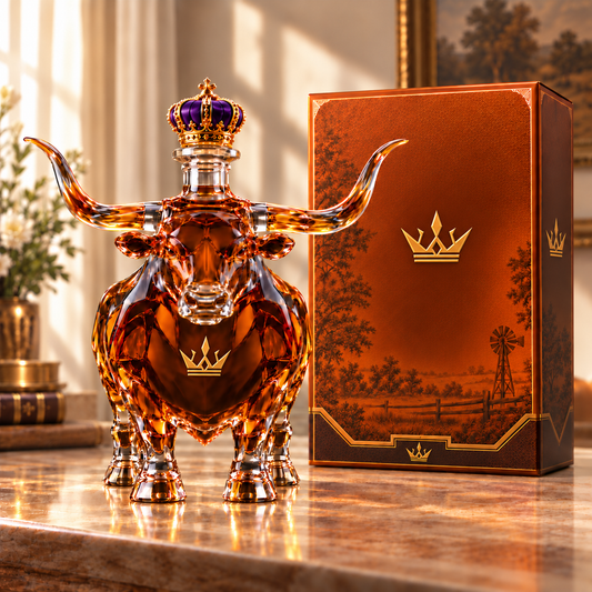 👑Western Bull Whiskey Bottle🐂Embossed display gift box