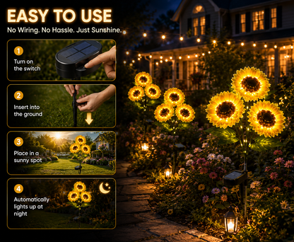 💐50% OFF ! Three Sunflower Solar Lights – Glowing Garden Decor 🌻🌙