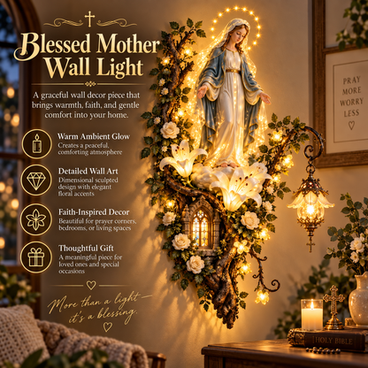 🙏 Blessed Mother Lighted Wall Decor – 3D Virgin Mary Art with Warm Glow✨