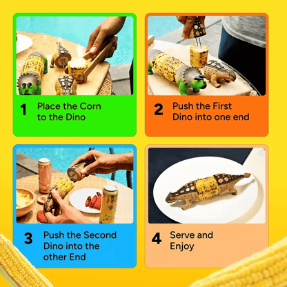🦖Dinosaur Corn Holders for Corn On The Cob🌽Funny Corn Cob Holder for Kids and Adults with Stainless Steel Prongs