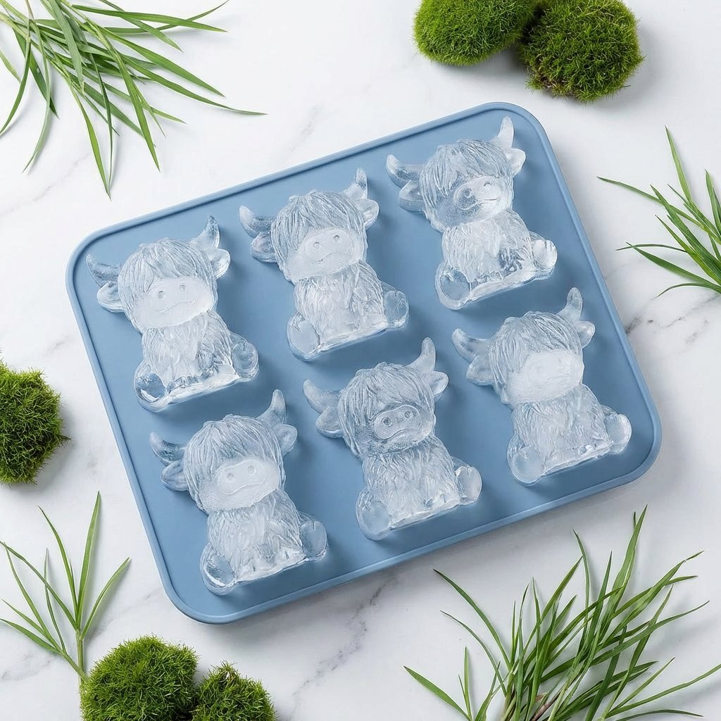⏰Last day Promotion🐮 Mini Highland Cow Ice Cube & Dessert Mold 🧊🍪 Cute 3D Ice for Drinks, Parties & Gifts💕