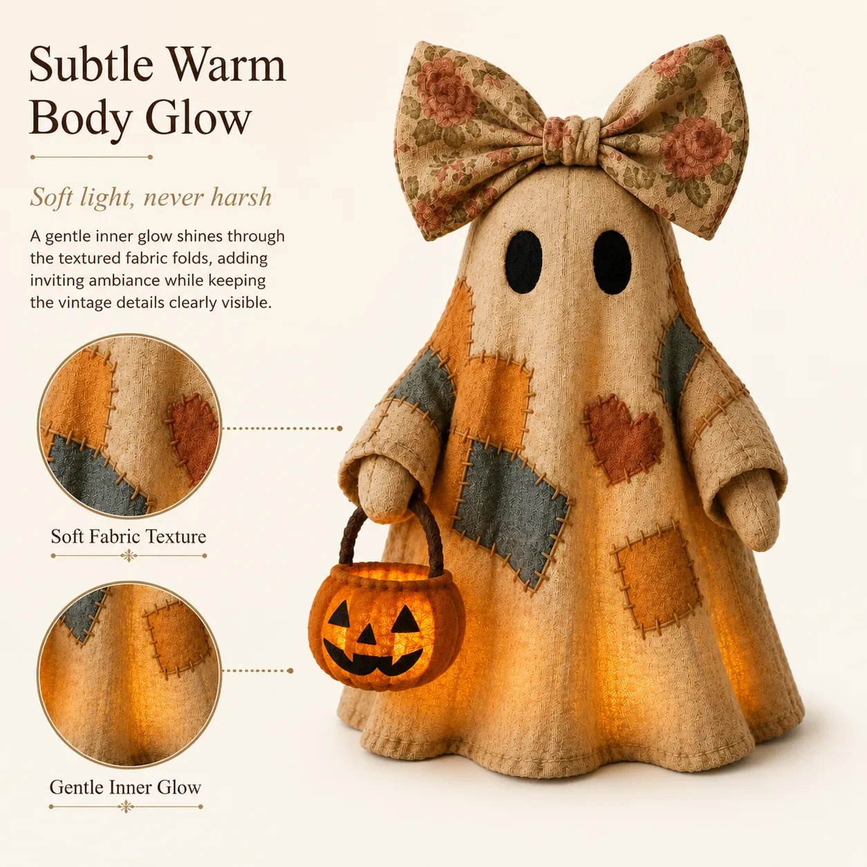 Lighted Vintage Patchwork Ghost 👻