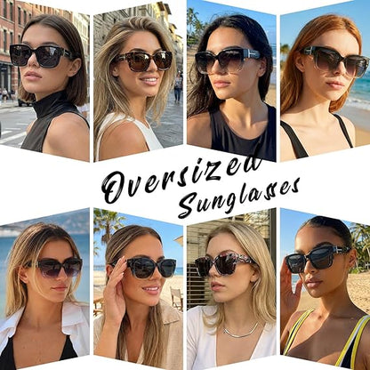🕶️ Polarized Sunglasses for Women – UV400 Protection, Floral Frame, Fit Over Prescription Glasses