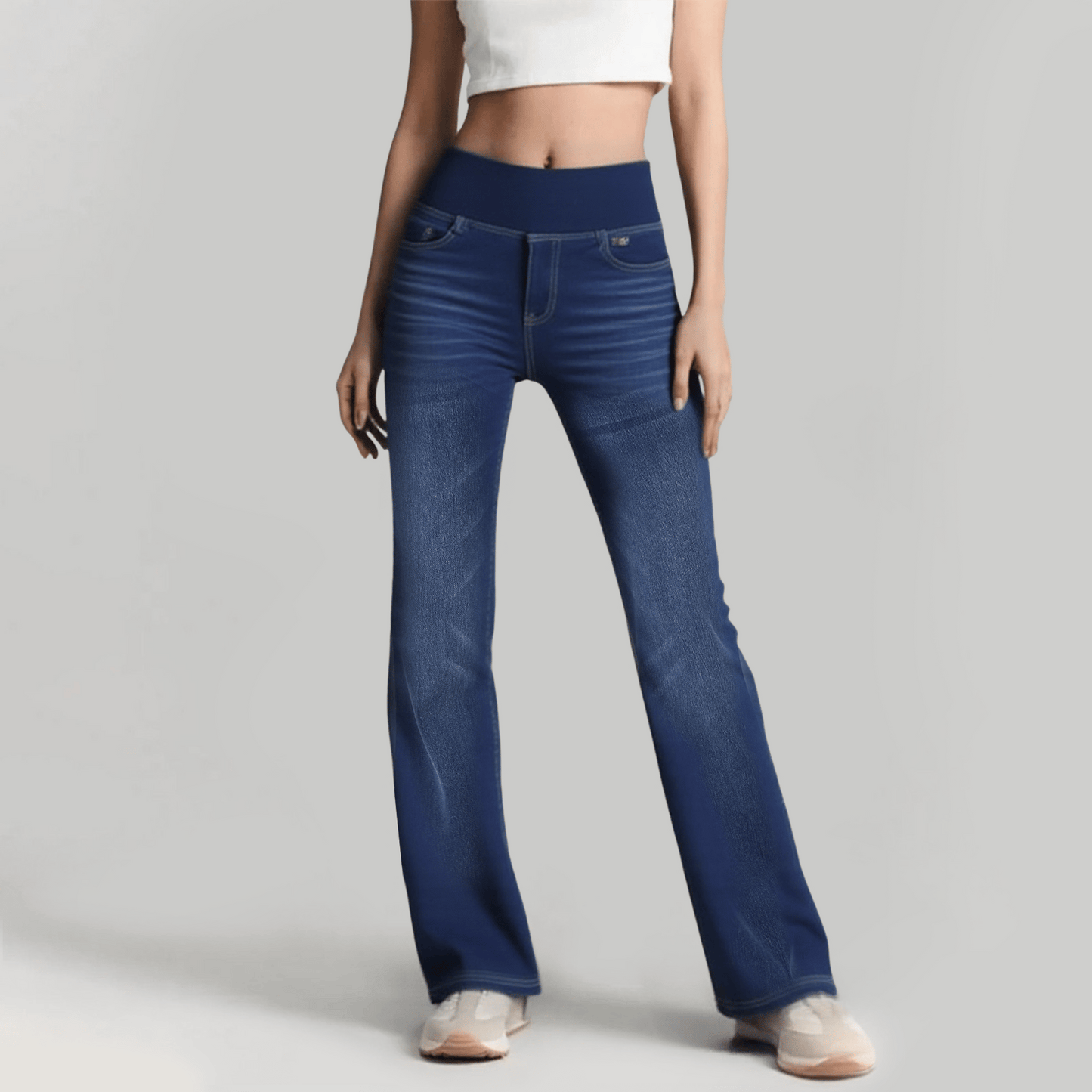 🏆High Waist Taschen Washed Casual Bootcut Jeans