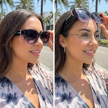 🕶️ Polarized Sunglasses for Women – UV400 Protection, Floral Frame, Fit Over Prescription Glasses