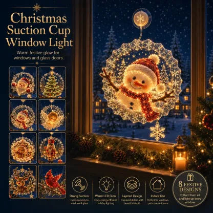 🏅 2026 Best Seller ✨🎄Lighted Christmas Window Decoration with Suction Cup Flat Version | Warm LED Window Light with Double-Layer Design & Multiple Festive Styles ✨