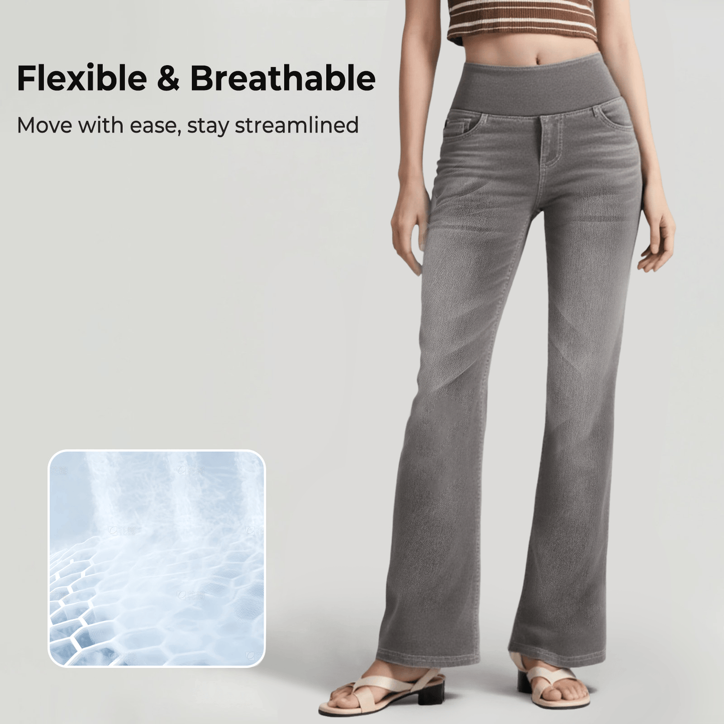 🏆High Waist Taschen Washed Casual Bootcut Jeans