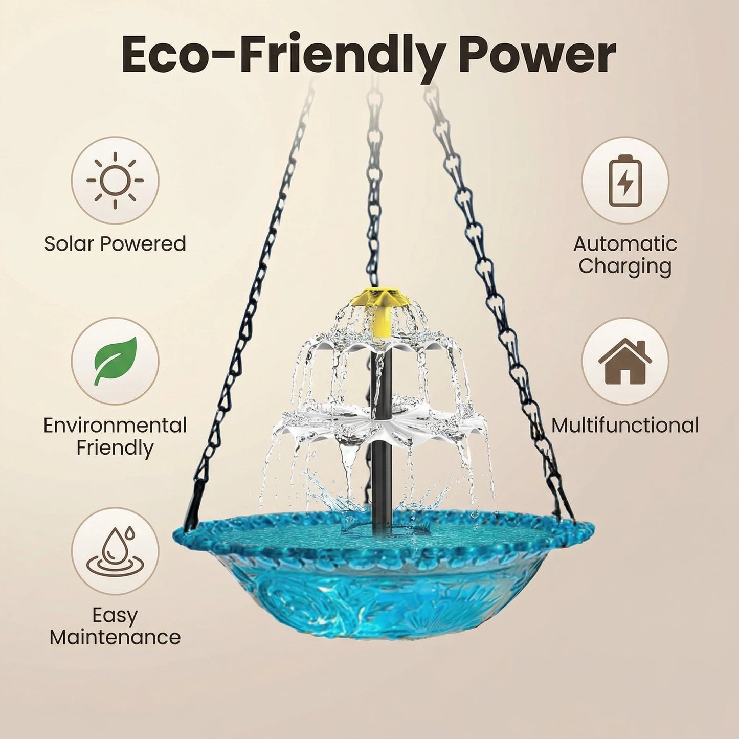 ⏰️Last Day Promotion ⚡️ Flash Sale 🎁 Solar Cascade Hanging Bird Bath Fountain