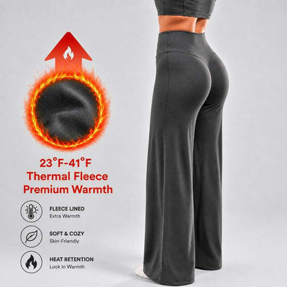 Women's Fleece-Lined Wide-Leg Pants – High-Waisted Fit