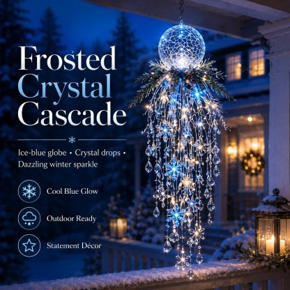 ✨ Crystal Cascade Christmas Lights – Hanging Snowflake & Crystal LED Décor ❄️