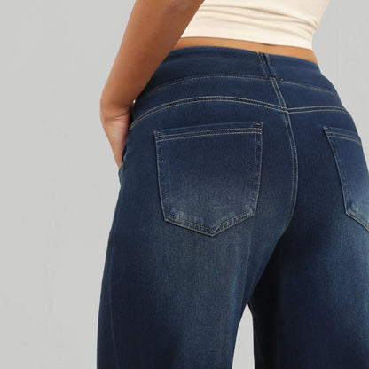 🏆High Waist Taschen Washed Casual Bootcut Jeans