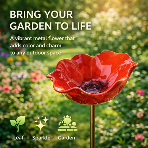 🛩️Letzter Tag der Aktion/🐦 Handgefertigter Blumen-Gartenstecker aus Metall – Vogelbad & Außendekoration für Naturliebhaber 🌸