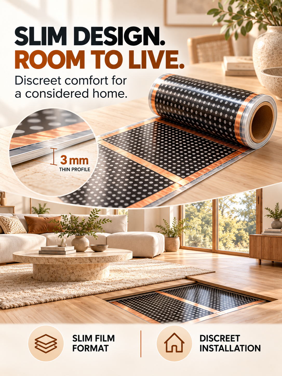 Slim heating film design