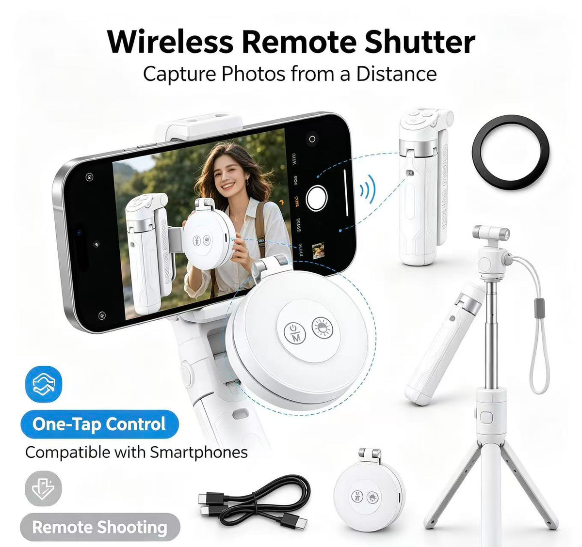 📸4-in-1 Magnetic Phone Grip & Selfie Stick Tripod with Zoom Control