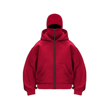 ❄️Men's Balaclava Zip-Up Hoodie – Full-Zip Streetwear Sweatshirt