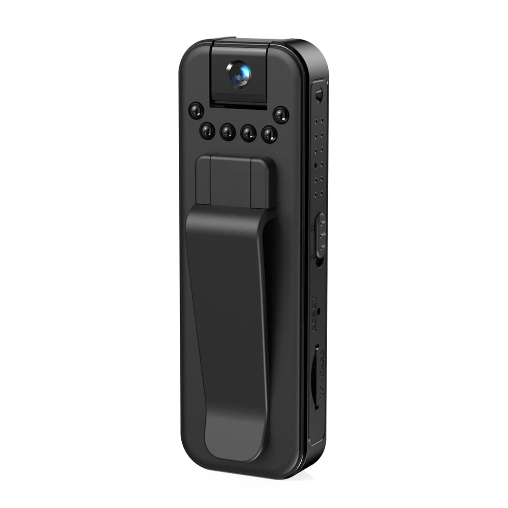 HD 1080P mini body camera in black with wearable clip