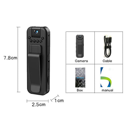 Mini body camera dimensions and package contents