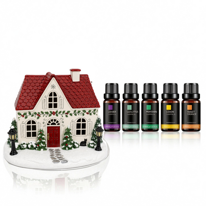 🏠 Christmas House Aroma Diffuser – Gentle Mist & Glowing Windows