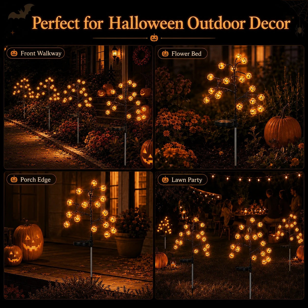 🏆 Top Selling Halloween Outdoor Decor 🔥Solar Pumpkin Pathway Lights