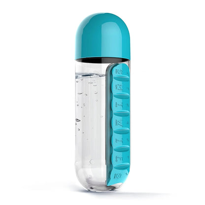 Multi-Use Pill & Water Bottle for Travel (600 Ml, Mix Color)