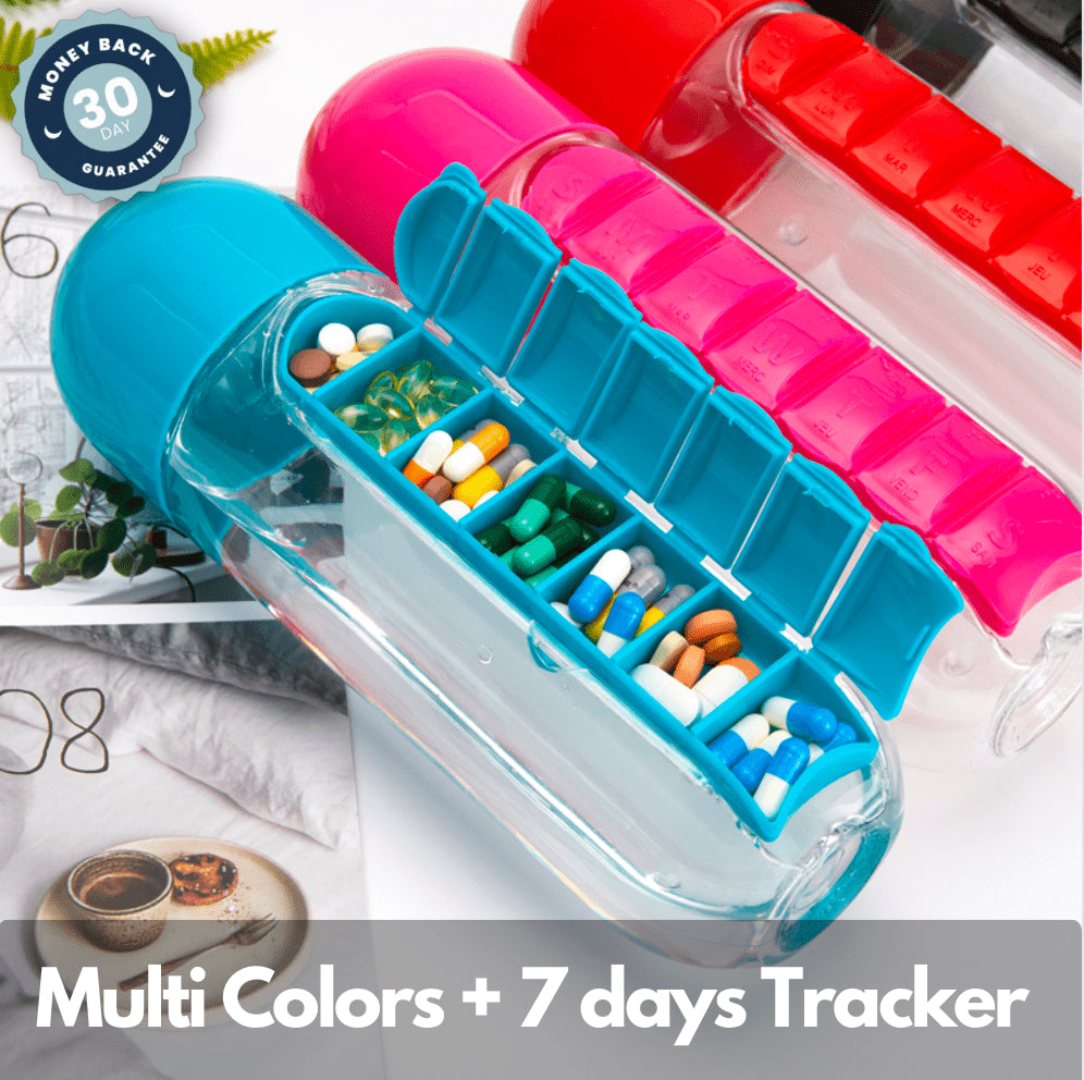 Multi-Use Pill & Water Bottle for Travel (600 Ml, Mix Color)