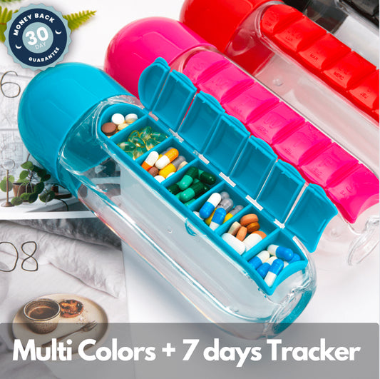 Multi-Use Pill & Water Bottle for Travel (600 Ml, Mix Color)