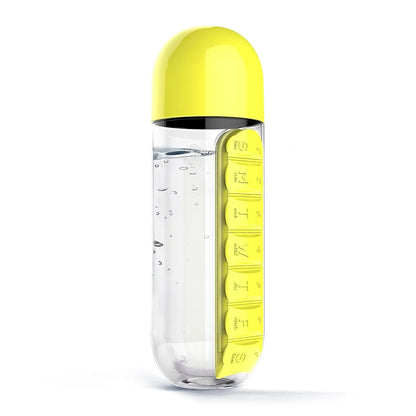 Multi-Use Pill & Water Bottle for Travel (600 Ml, Mix Color)