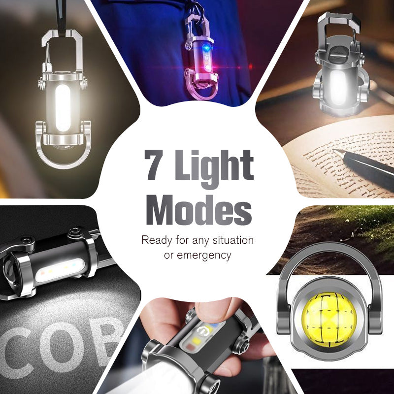Fgorre Rechargeable Keychain Flashlight , USB-C & 7 Light Modes