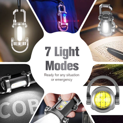 Fgorre Rechargeable Keychain Flashlight , USB-C & 7 Light Modes