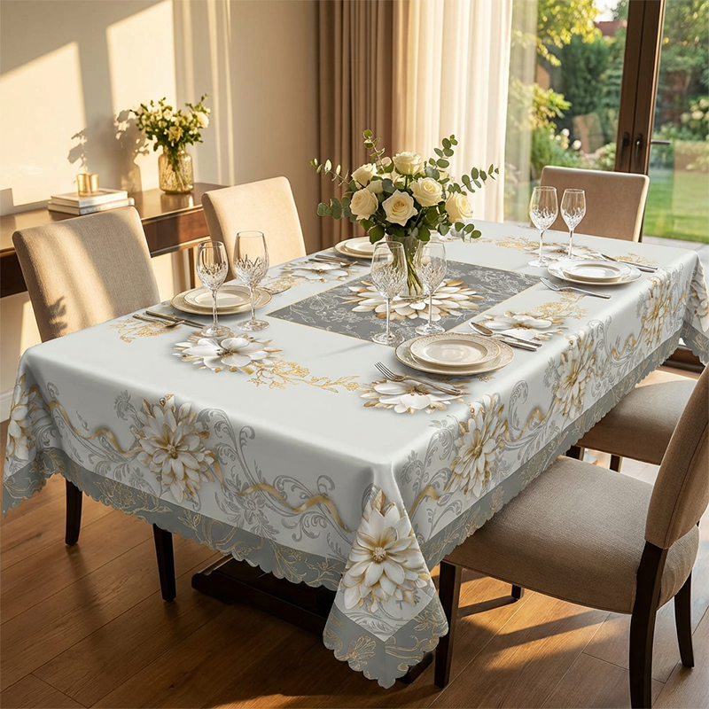 ⏳Limited-time 50% off⏰Elegant Waterproof Embossed Floral Tablecloth💮Elevate Your Dining & Simplify Cleanup👍
